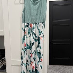 PatPat Green and White Maxi Dress